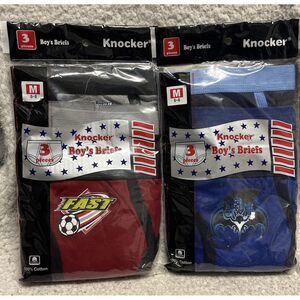 Knocker Brand Boys Cotton Band Briefs 2 -3 Packs Total Of 6 Underwear Size M 6-8